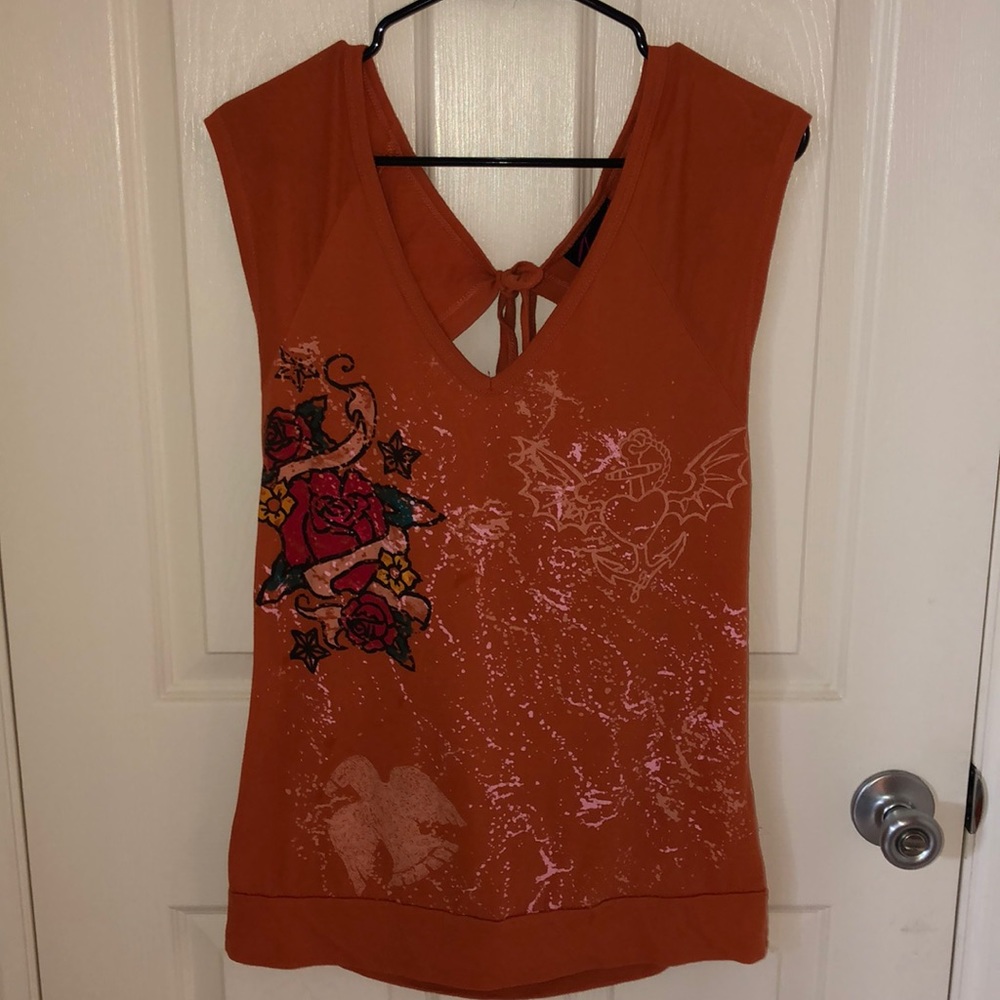 Open back rose detail tank sz Lrg